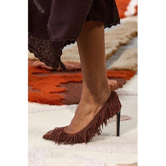 B37 Ulla Johnson Inez Fringe High Heel Womens 6 Boho Maximalism Western Chic - Picture 2 of 13